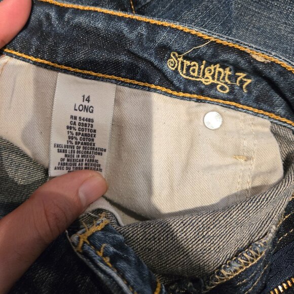 American Eagle Women’s Straight 77 Jeans | Size 14 Long | Dark Wash - Picture 3 of 4